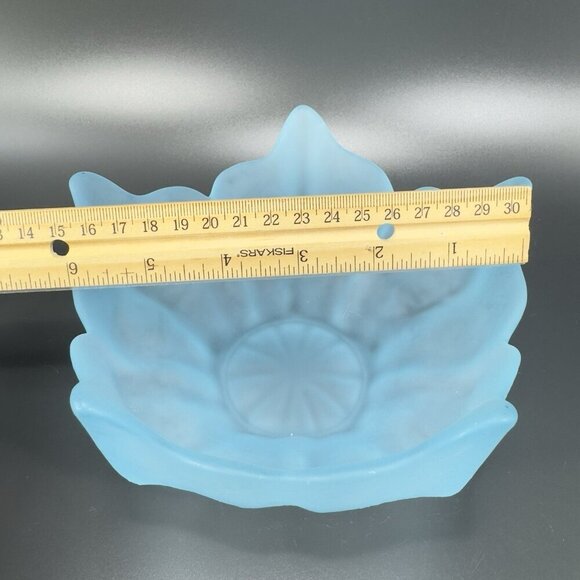 Viking Petal Lotus Spring Blossom Bowl Dish Blue Frost Satin Textured Vintage - Picture 3 of 14